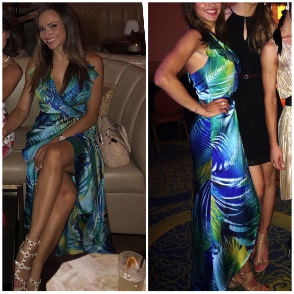 Cache satin colorful print maxi